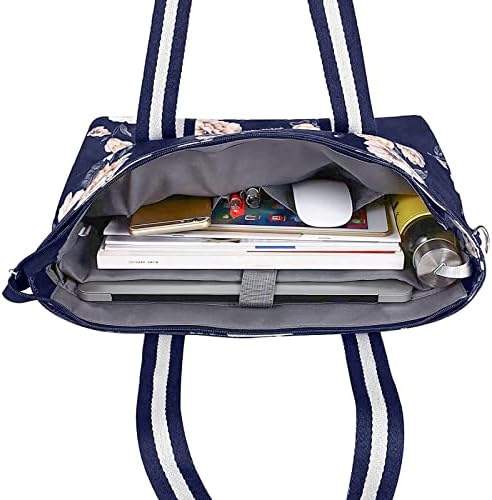 Mosis Laptop Bag para mulheres, Canvas Camellia Multifuncional Viagens Compras de Viagem Duffl carregando bolsas de ombro