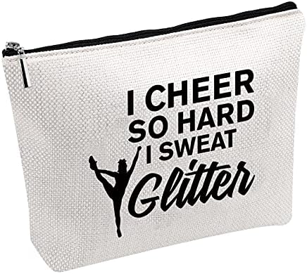 Presente de torcida genérico Presente Cheerleading Grey I TIDO eu suar Glitter Make Up Bag Cheer Team Presente Cheer Mom Presente