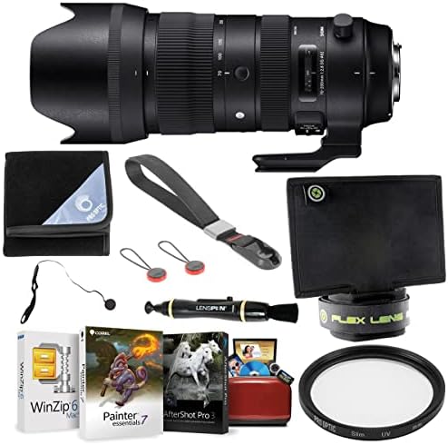 Sigma 70-200mm f/2,8 DG OS HSM Sports Lens para Nikon F, pacote com filtro UV de 82 mm de propts, limpador de lente, lente flex