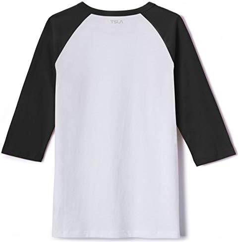 Camisetas de camisa de beisebol de manga 3/4 da TSLA Kid, camisetas de algodão dinâmico casual, tampos de raglan de manga de um quarto