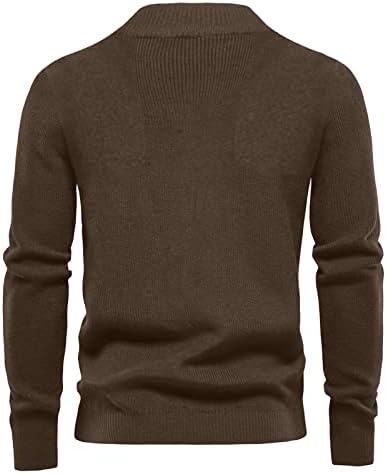 Sweater de manga longa, Men's Casual Comfort Quarter zip grossa no início do outono de veado de veado de pelúcia