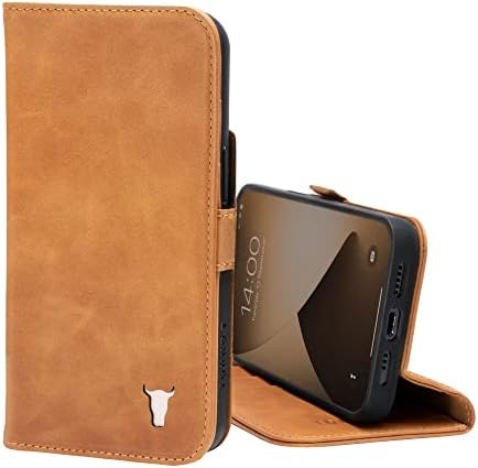 Torro Leather Case Compatível com iPhone 12 Mini - Caixa/capa da carteira de couro genuíno com suporte de cartão