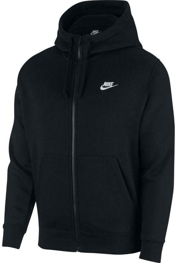 Nike Men's Sportswear Club Fleece Full Zip Hoodie, Homens de capuz com zíper de lã, preto/preto/branco, l