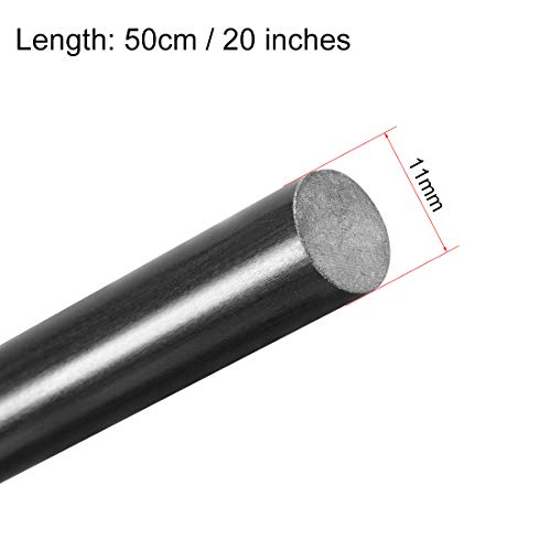 haste redonda de plástico UXCELL, 7/16 polegadas de comprimento de 20 polegadas, preto de fibra de vidro de fibra de vidro redonda da barra de plástico de engenharia