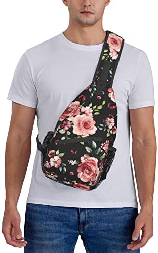 Flor Rose Floral Pattern Sling Bag para homens homens Crossbody ombro Mochila Padrão sem costura com flores de primavera