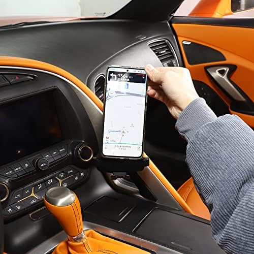 Portador de telefone do carro QioSreui para C7 Corvette 2014-2019, suporte do telefone celular do painel central, suporte para telefone, suporte de mount dash clipe anti-glip hands-livre stand