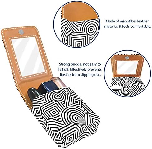 Caixa de batom com espelho geométrico Lip Gloss Suports portátil Lipstick Storage Box Travel Bolsa de maquiagem Mini bolsa cosmética