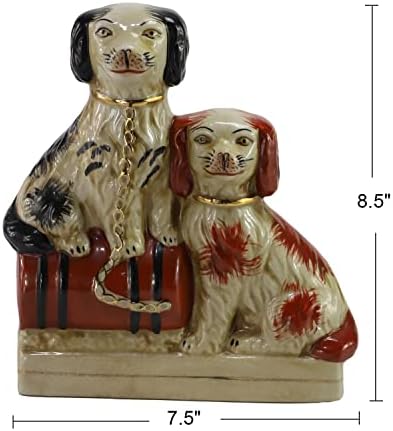 Estatuetas de cães de porcelana pintadas à mão Synwish sentadas no tambor, colecionáveis ​​de cães cerâmicos para decoração