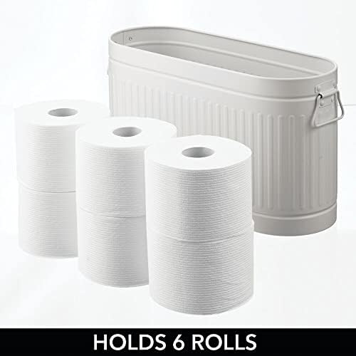 MDESIGN GRANDE ORGINADOR DE PAPEL HOOPETA FREE HOOPS, 6 roll Bin Bin Bin para o banheiro, ajuste sob pia, vaidade, prateleira, em gabinete, canto, coleção do Oscar, cinza claro