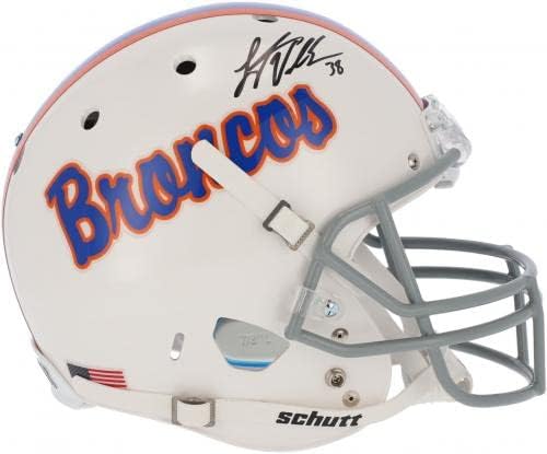 Leighton Vander Esch Boise State Broncos Autografado Schutt White Réplica Capacete - Capacetes Autografados da Faculdade