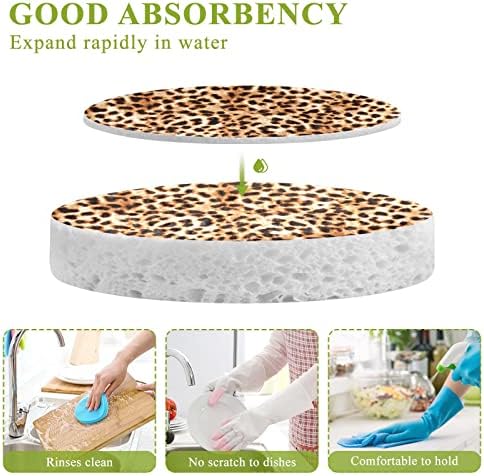 Alaza Leopard Cheetah Imprimir esponjas naturais Esponja de cozinha de cozinha Esponja de celulose para pratos Lavando banheiros