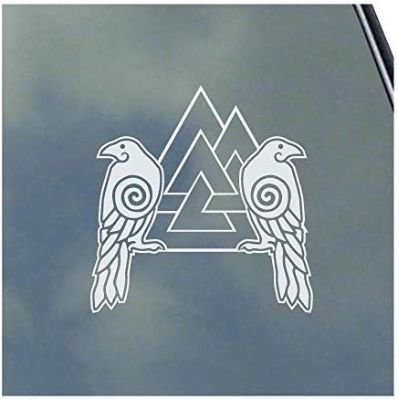 Huginn e Muninn com símbolo asatru vinil adesivo nórdico Odin Thor Raven