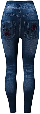 Calça de ioga feminina jeans plus size size jeane jeans floral calça estampada calcinha sexy de ginástica magra de pernas largas de perna larga