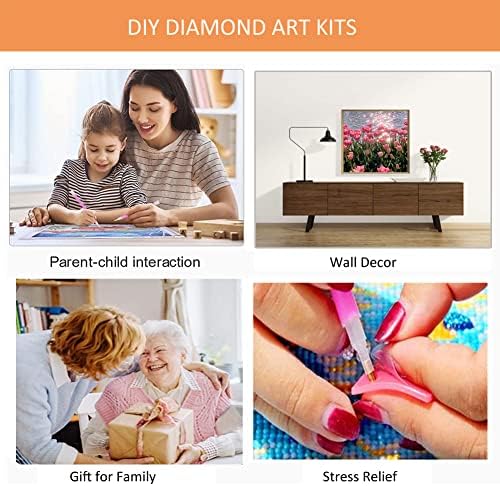 Kits de pintura de diamante de diamante de diamante Whitelotous DIY para crianças adultas, arte de diamante de flores,