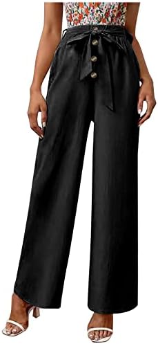 Calça de calça para meninas adolescentes brunch refletido no fundo da cintura elástica de bota de bota limpa Button Womens Down UN