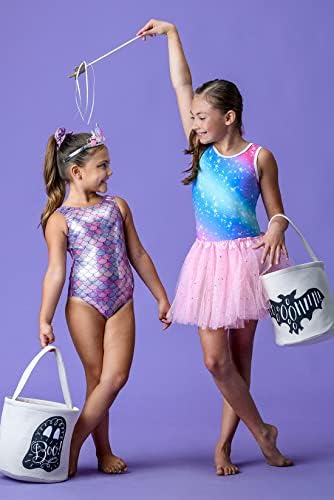 Destira Fairytale Gymnasty Letard para meninas com padrão de asa traseira, Rainbow Soft Fabric Ativewear