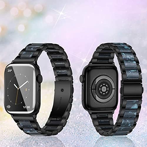 Seiletoo Watch Bands compatíveis com bandas Apple Watch 38mm 40mm 42mm 44mm Bandas de resina em aço inoxidável para pulseiras de reposição de pulseira para mulheres para a série Iwatch 7/6/5 4/3/2/1/se
