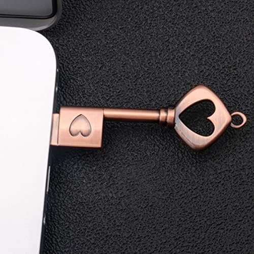 SOLustre USB acionamento caneta de caneta flash acionamento 64 GB USB Flash Drive Metal Love Heart Key Shaped Thumb Drive Portable