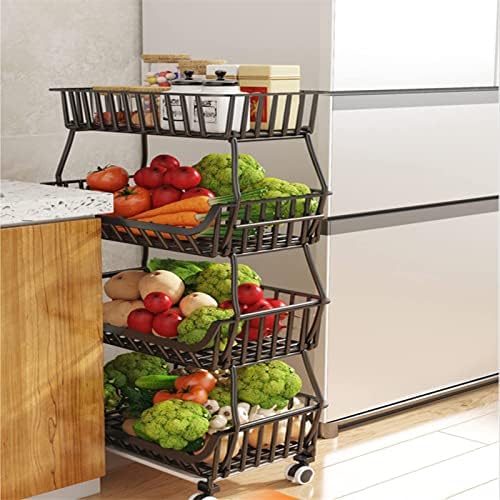 Rack de armazenamento rotativo de cozinha 3/4/5 de camada de cozinha de frutas de armazenamento vegetal cesto de cesta de piso, prateleiras verticais rolantes, prateleira doméstica multifuncional para o quarto