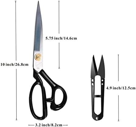 Tesoura de tecido de costura canhoto, tesouras com acabamento eletroplacado com alface de costura de 10 polegadas de 10