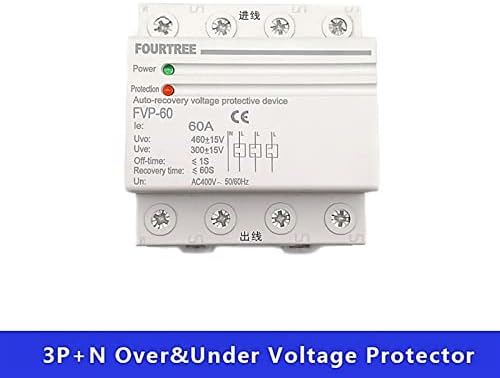 Zaahh 1pcs 380V Três fase quatro fios Din Rail auto-recuperação Reconexão automática sobre AMP sob proteção de tensão