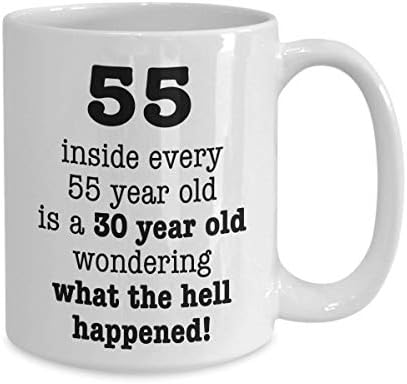 Caneca de café para presente de 55 anos, presentes de aniversário Mulher 55 anos, homens, mãe ou papai Natal ou presente de aniversário,