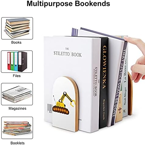Livros decorativos de guindaste de lagarta para prateleiras Livros de madeira Ends Organizer Print BookEnd Supports Par de suportes