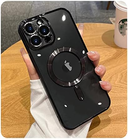 Misscase Compatível com iPhone 14 Pro Max Clear Case com protetor de lente da câmera, caixa magnética de proteção de