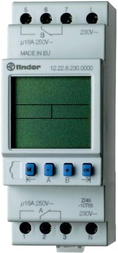 Timer para 35 mm DIN Rail, Série 12 Finder 66.82.8.230.0000 230 V/AC 2 Contatos de mudança 16 a 250 V/ac máximo 16 a/