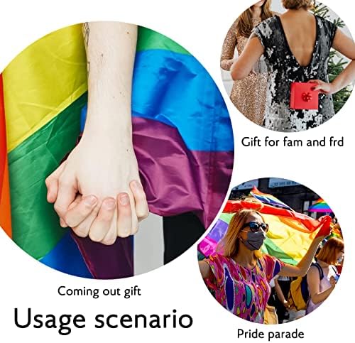 Bandeira da paz do arco -íris, com 1pc Rainbow Peace Pin e 2pcs adesivos aleatórios de arco -íris, quatro fileiras de costura,