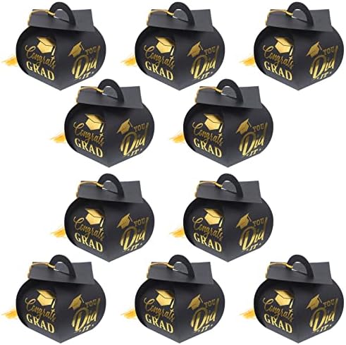 AMOSFUN 10PCS Caixas de doces de graduação 2023 CAB CABELA DE GRADUÇÃO Caixa de graduação Favora caixas com peças