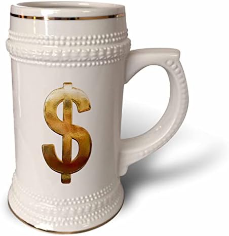 3drose uma imagem de um sinal de dólar internacional, metal de cor amarelo. - 22 onças de caneca