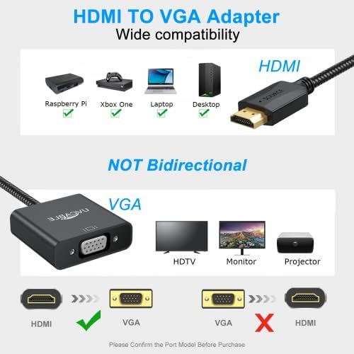 HDMI para VGA Adaptador 5 Pacote preto, HDMI para VGA Adaptador macho para fêmea 1080p Para desktop, laptop, PC, monitor,