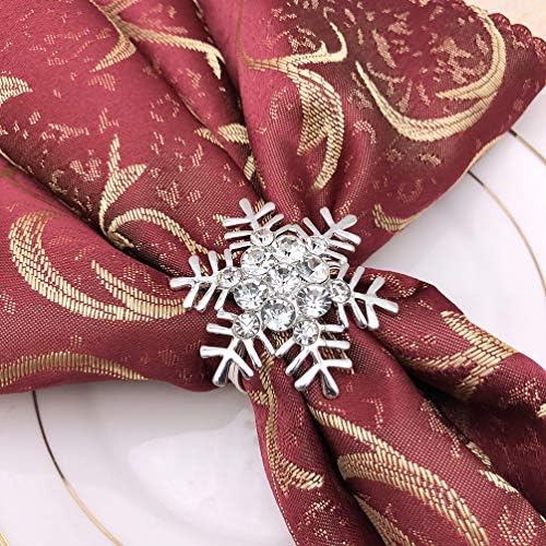 Upkoch 8pcs prata snowflake anéis de guardanapo de natal titores de guardana