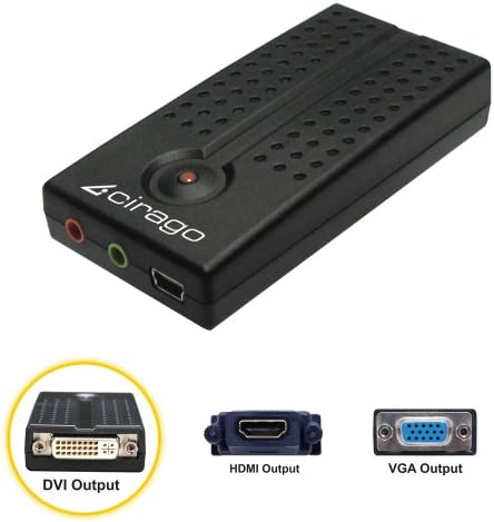 Cirago USB para DVI, HDMI e VGA Adaptador para desktop, Mac e notebook, Black,