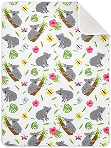 Cobertor de coalas cobertor de coalas para bebês, recebendo cobertor, cobertor leve e macio para berço, carrinho, cobertores de berçário, verão, 30x40 in, branco