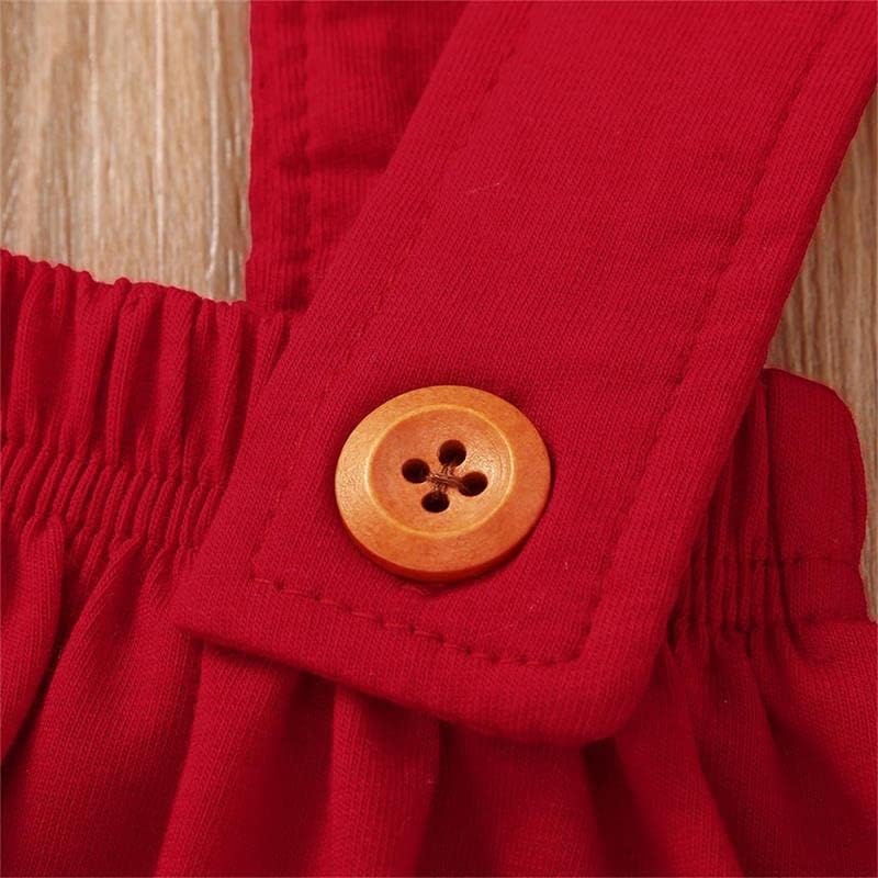 Modntoga criança bebê menina menina dos namorados roupas de manga comprida camisa de coração top+suspensa strap saias vermelhas