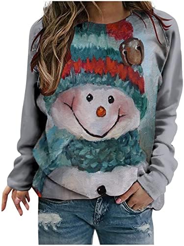 Sweater Feia de Natal para Mulheres Engraçadas Funções de Snow-in Zoom Gnome Printo Tops Tops casuais Camisas de manga longa