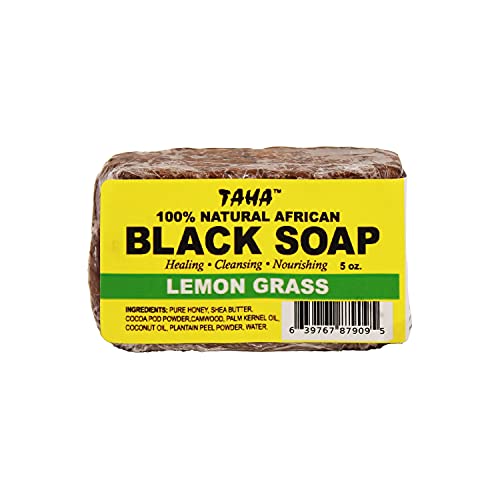 Barra de sabão preta africana de taha, orgânica e natural, calmante e hidratante, limpeza saudável - ótima para manchas, acne,