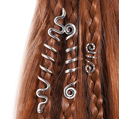 Acessórios para cabelos com tranças de 12 pcs, melhorjonny diy trança liga vintage círculo de cabelo celta acessórios de dreadlock