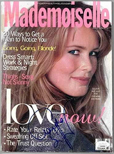 Claudia Schiffer assinou Mademoiselle Full Magazine março de 1994 Danos/curvas - EE60262 - JSA Certified - Revistas de cinema