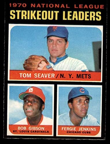 1971 O-Pee-Chee # 72 líderes de strikeout NL Bob Gibson/Fergie Jenkins/Tom Seaver Mets/Cardinals/Cubs NM Mets/Cardinals/Cubs