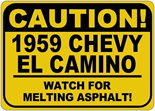 1959 59 Chevy El Camino Cuidado Sinal de asfalto - 12 x 18 polegadas