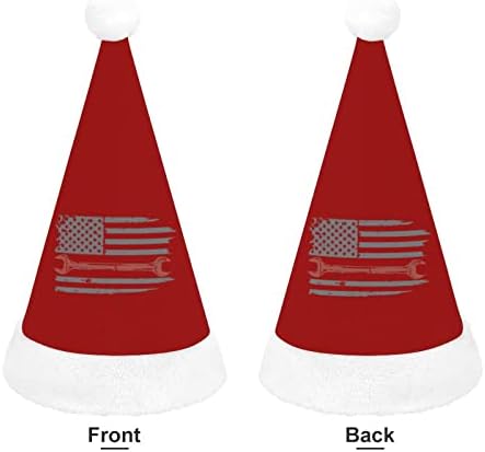 Vintage Mechanic USA Flag Hat Christmas Plush Papóis Cap engraçado Feard