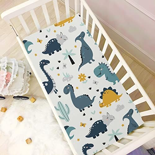 Alaza Futen Dinosaur Vulcões Dinosa Folhas de Berço Criando Bassinet Sheet Para meninos bebês crianças pequenas, mini tamanho 39 x 27 polegadas