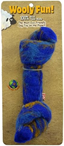 Um brinquedo de mastigação de osso de lã de um planeta de estimação, 4,5 polegadas, azul