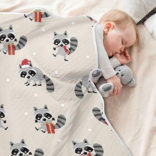 Raccoon Christmas Baby Cobertors para meninos Super macio macio de criança quente para meninas cobertor de berço leve, cobertor para berçário infantil infantil unissex bebê viagem decoração adulta