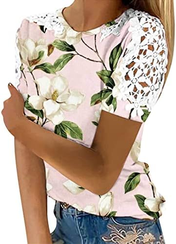 Tops femininos de tamanho grande e moderno crochê de renda curta camisas de manga curta moda roupas casuais blusas de túnica vestidos