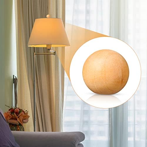 2 Pacote de lâmpada decorativa Finials Lâmpada de madeira Topper Finial Topper Ball Lamp Finial Finial de madeira Finials de madeira Substituição de botão redonda Peças de lâmpada finial de madeira para reparo da lâmpada para proteger o abajur