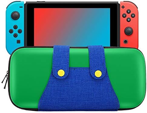 MOKO CARRO COMPATÍVEL DE CASA COM MODELO Nintendo Switch/Switch OLED, Proteção portátil Tampa de casca dura Travel Transportando bolsa de armazenamento de estojo com 10 de cartucho de jogo - Green + Blue